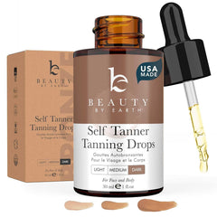 Beauty by Earth self-tanning drops face bottle for customizable color and easy use
