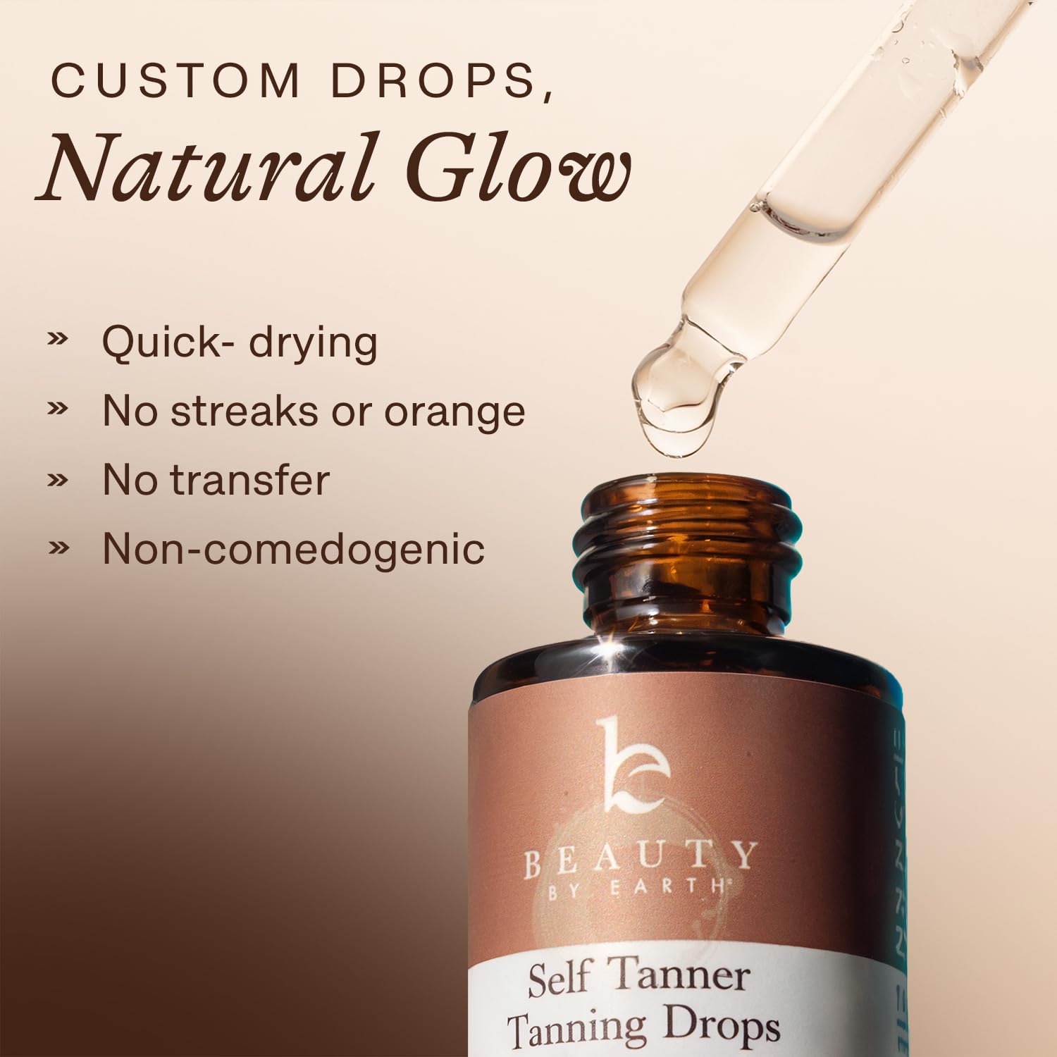 Beauty by Earth self-tanning drops USA-made formula highlights clean ingredients