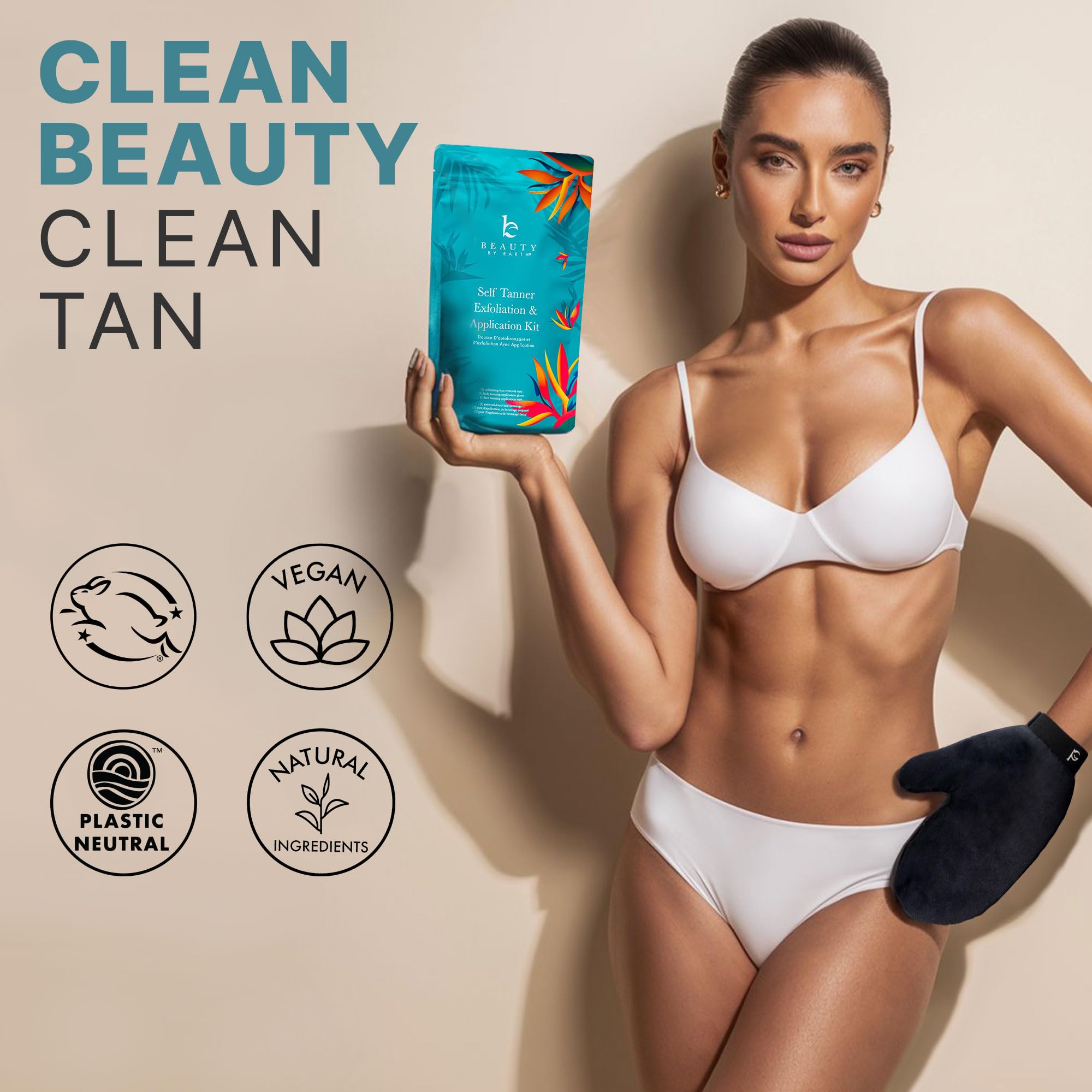 Beauty by Earth two-shades bottle highlights lighter and deeper tan options