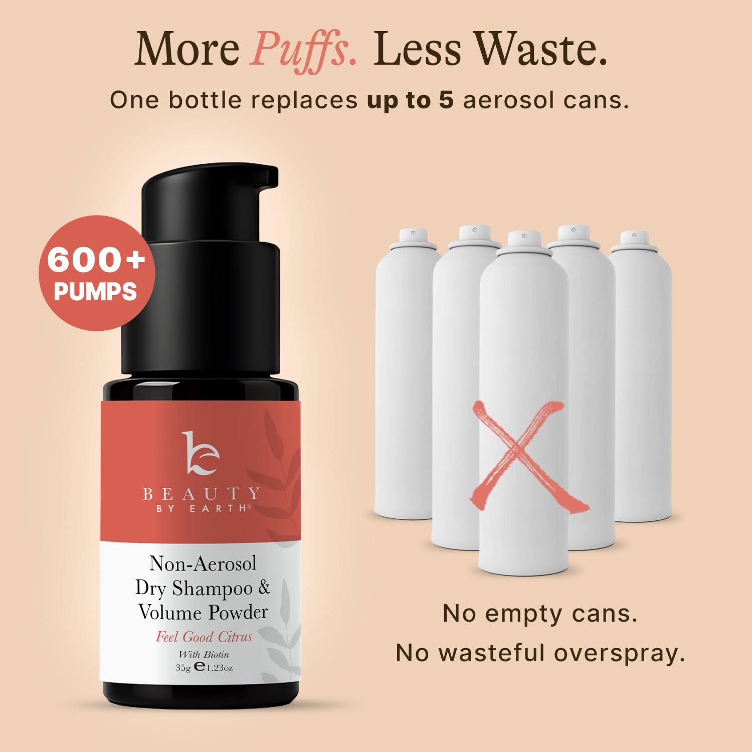 Beauty by Earth USA-made formula underlines eco-friendly, non aerosol benefits.
