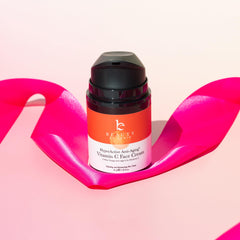 Beauty by Earth Vitamin C face cream label and USA-made seal.