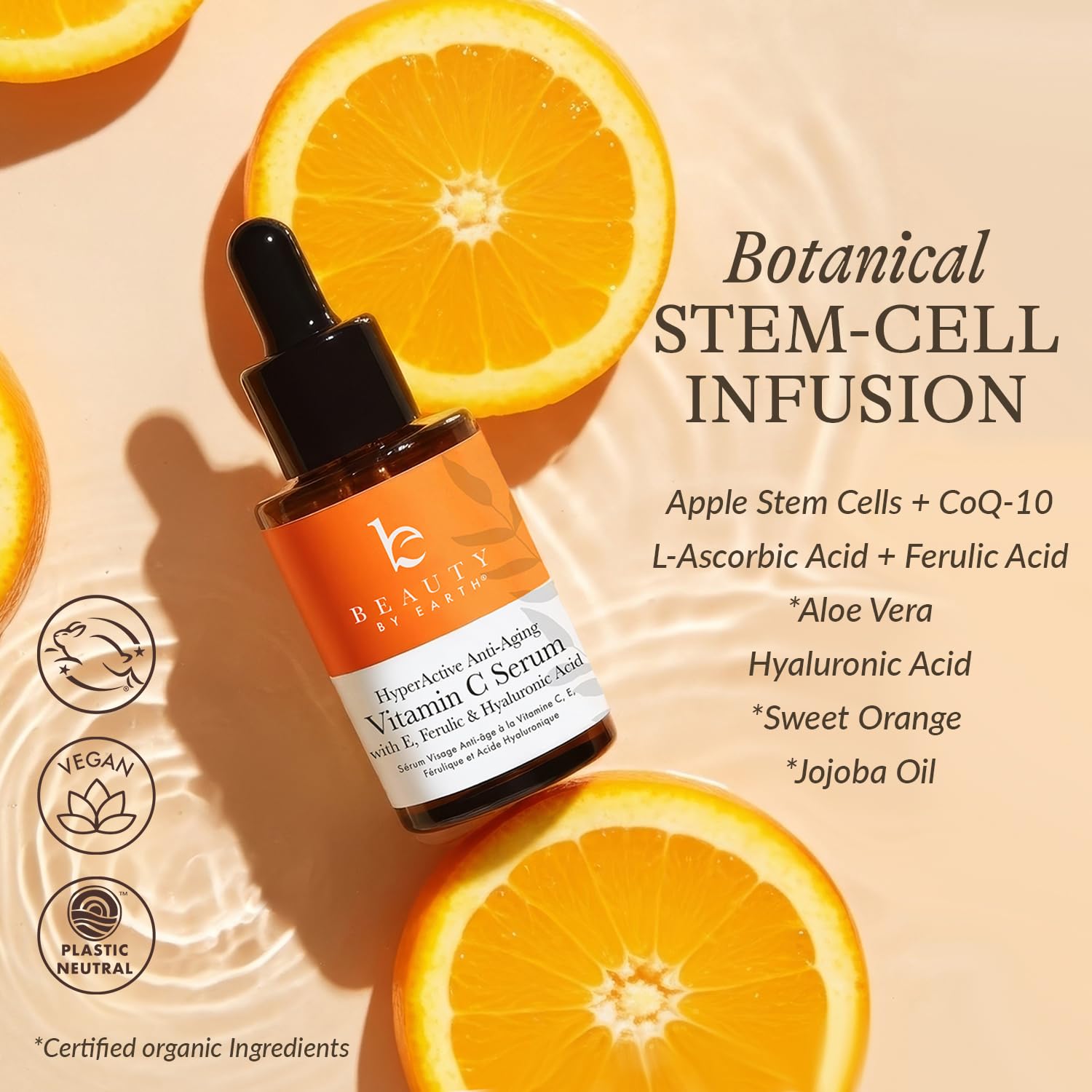 Beauty by Earth Vitamin C Serum applying on hand for daily use