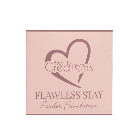 Beauty Creations Flawless StayPowder application brush showing easy buildable coverage on skin