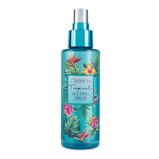 Beauty Creations Tropical Setting Spray bottle delivers a long-lasting makeup hold.