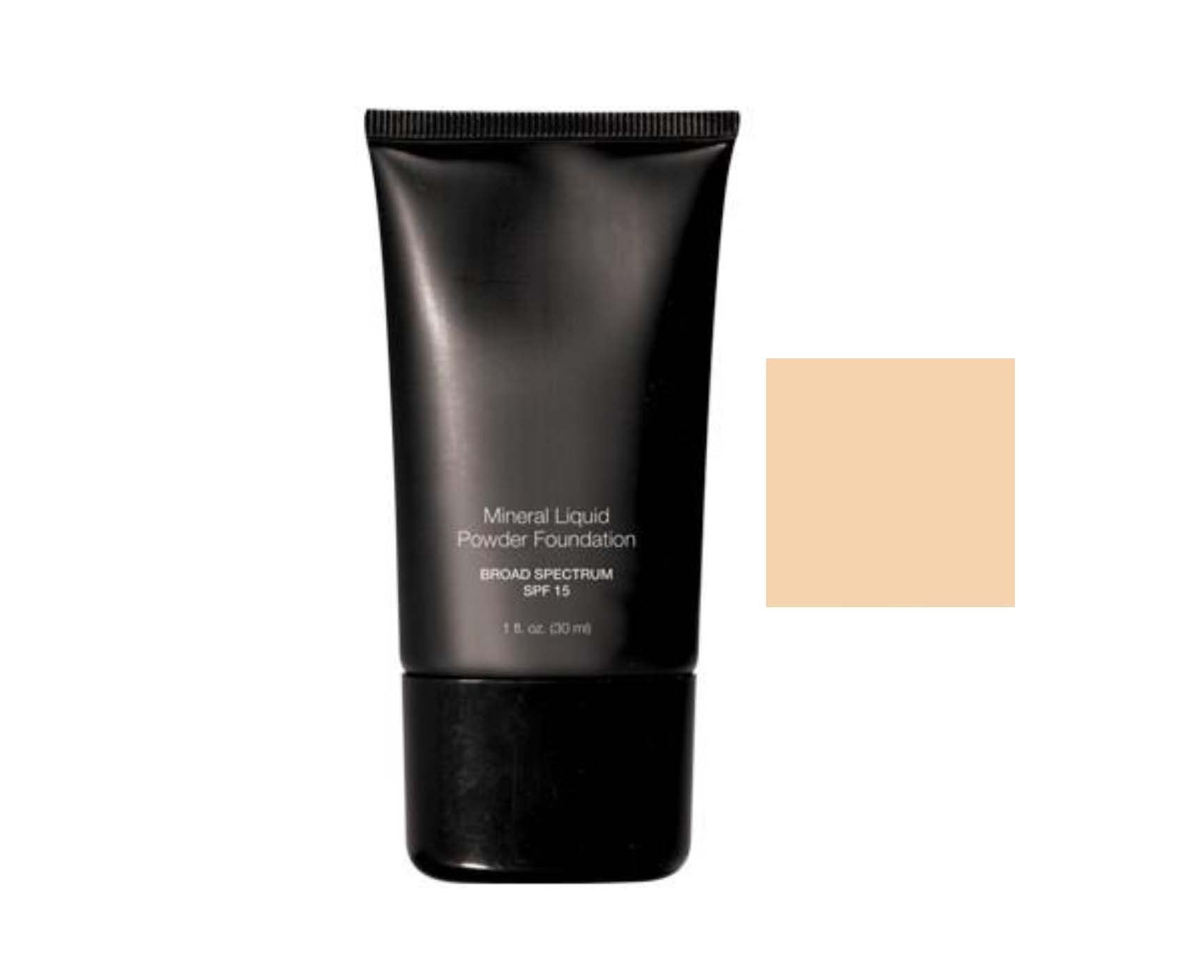 Beauty Deals Mineral Liquid Foundation Linen bottle front highlights compact packaging for easy daily use.