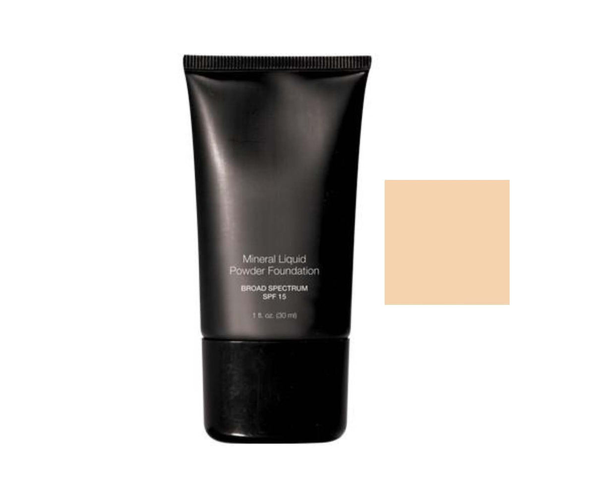 Beauty Deals Mineral Liquid Foundation Linen bottle front highlights compact packaging for easy daily use.