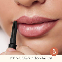Beauty For Real D-Fine lip liner pencil paired with lipstick for defined lips.
