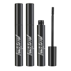 Beauty For Real Hi-Def Mascara Just Black set 3 bottle showcases defined, smudge-proof lashes.