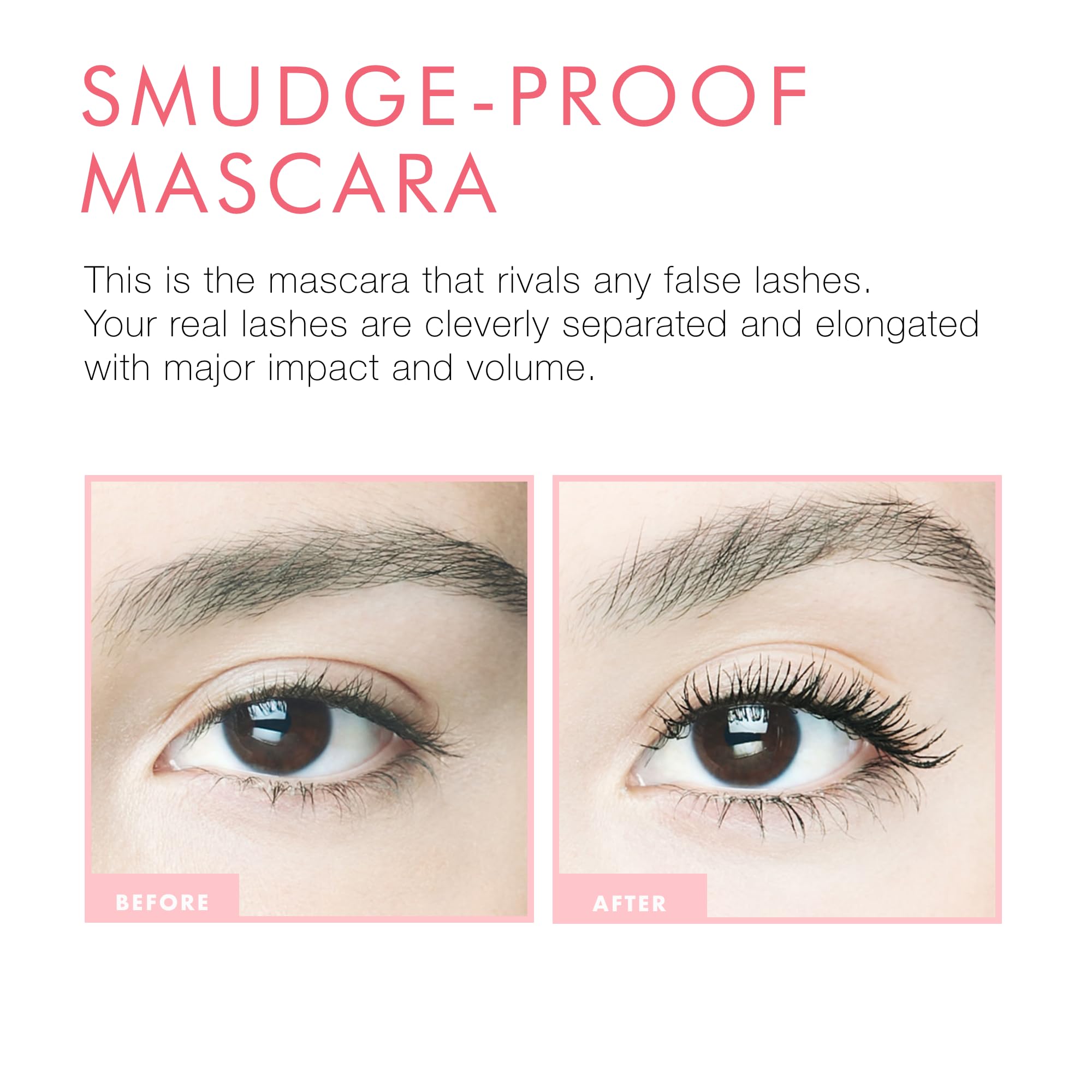 Beauty For Real Hi-Def Mascara Just Black swatch displaying rich pigment for bold color