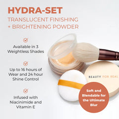Beauty For Real Hydra-Set puff in use for even application