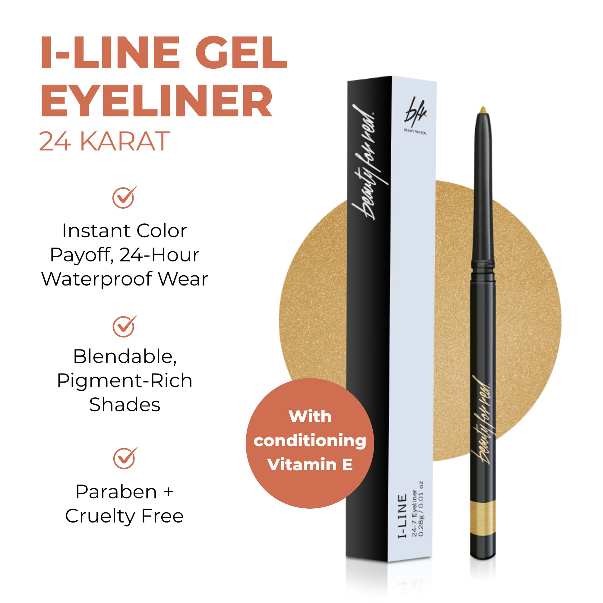 Beauty For Real I-Line 24-7 gold pencil ready for easy application