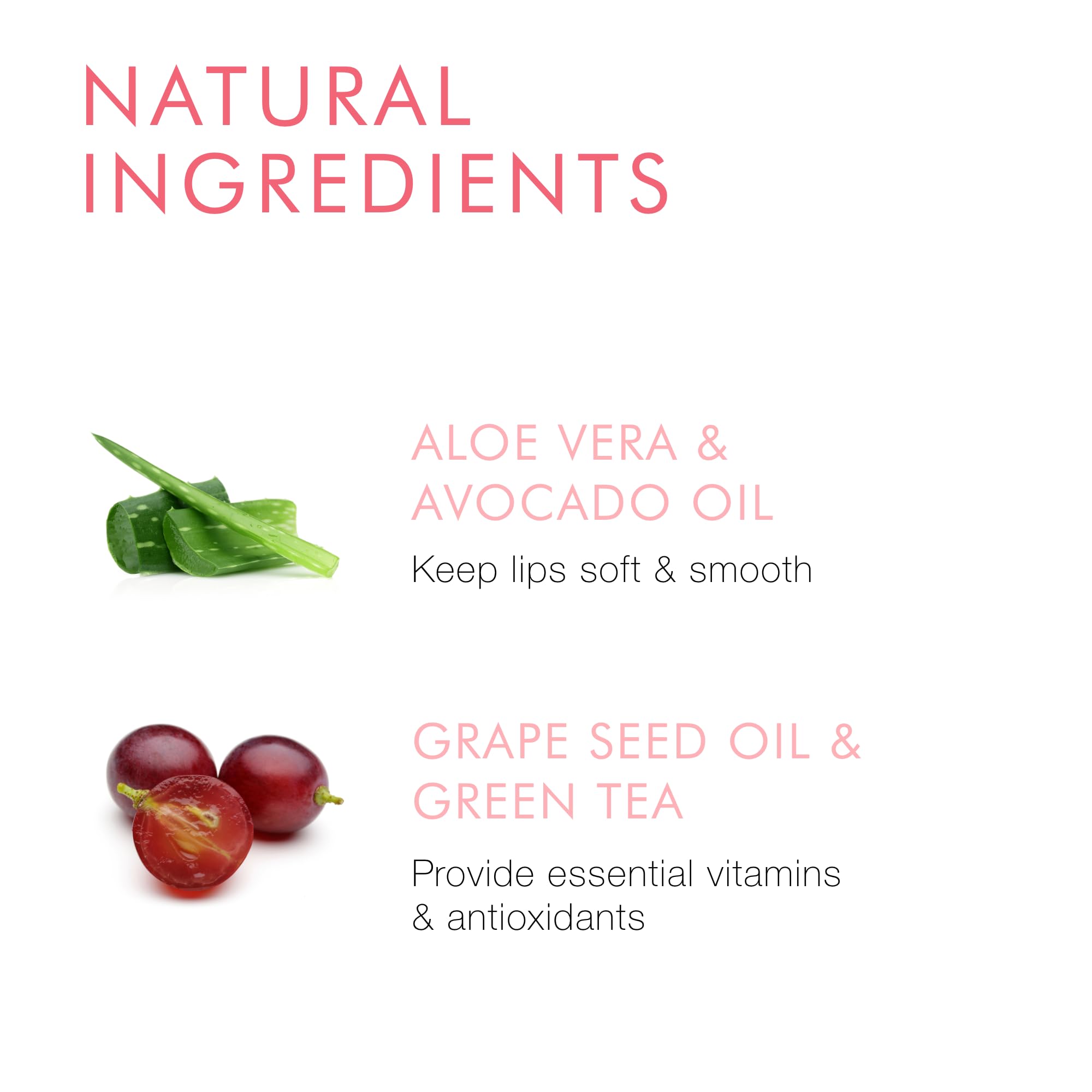 Beauty For Real lip gloss with aloe vera and avocado oil for soft lips.