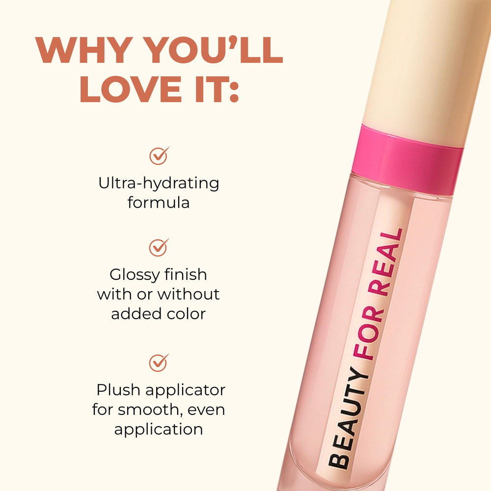 Beauty For Real Lip Oil uses jojoba and aloe for soft, shiny lips.