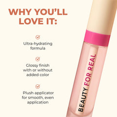 Beauty For Real Lip Oil uses jojoba and aloe for soft, shiny lips.