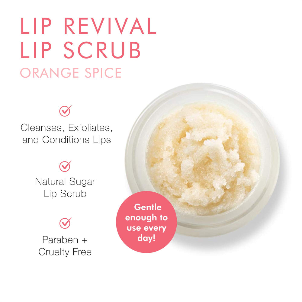 Beauty For Real Lip Revival Orange Spice scrub texture with visible sugar granules for exfoliation.