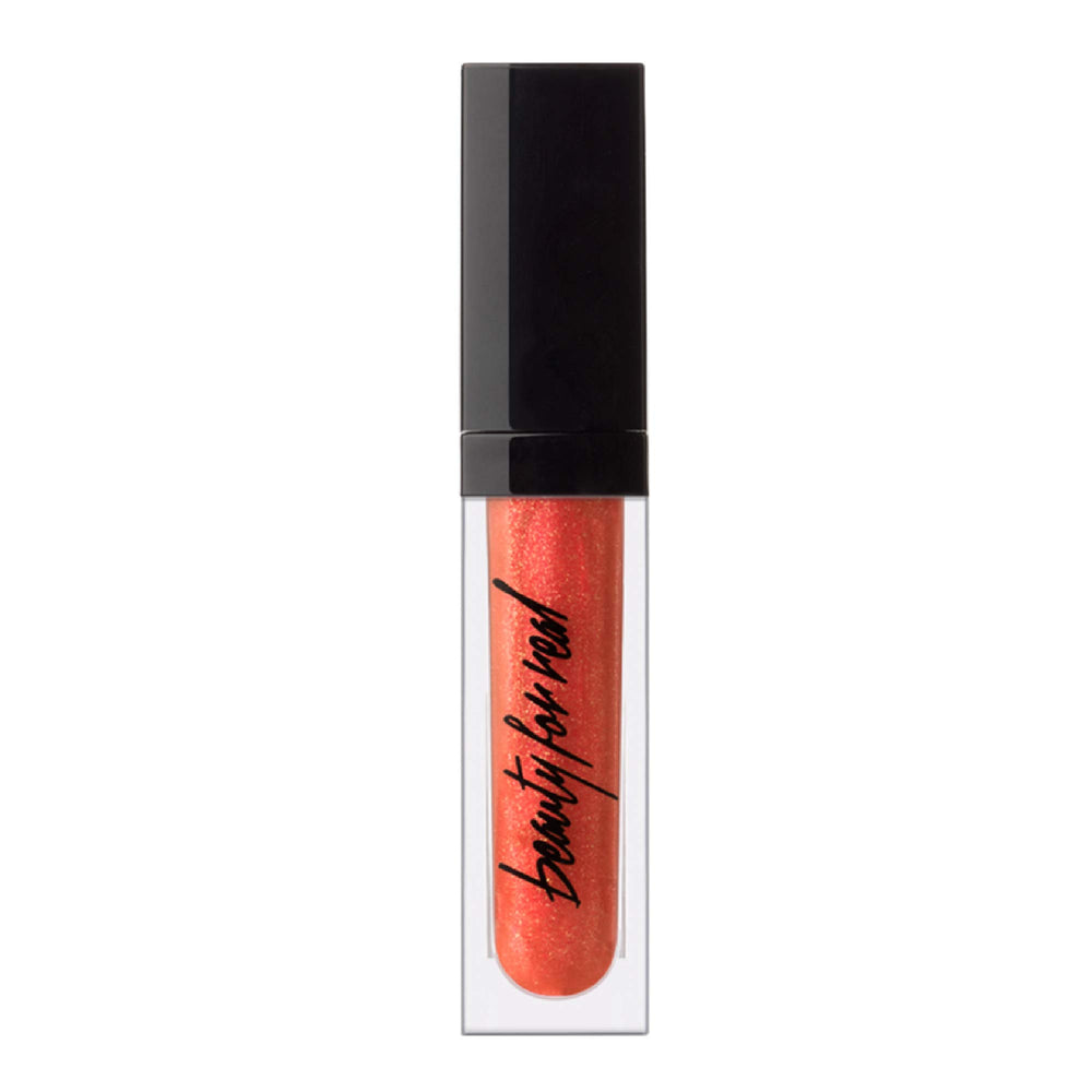 Beauty For Real Orange Rush lip gloss tube with a silky, comfortable finish.