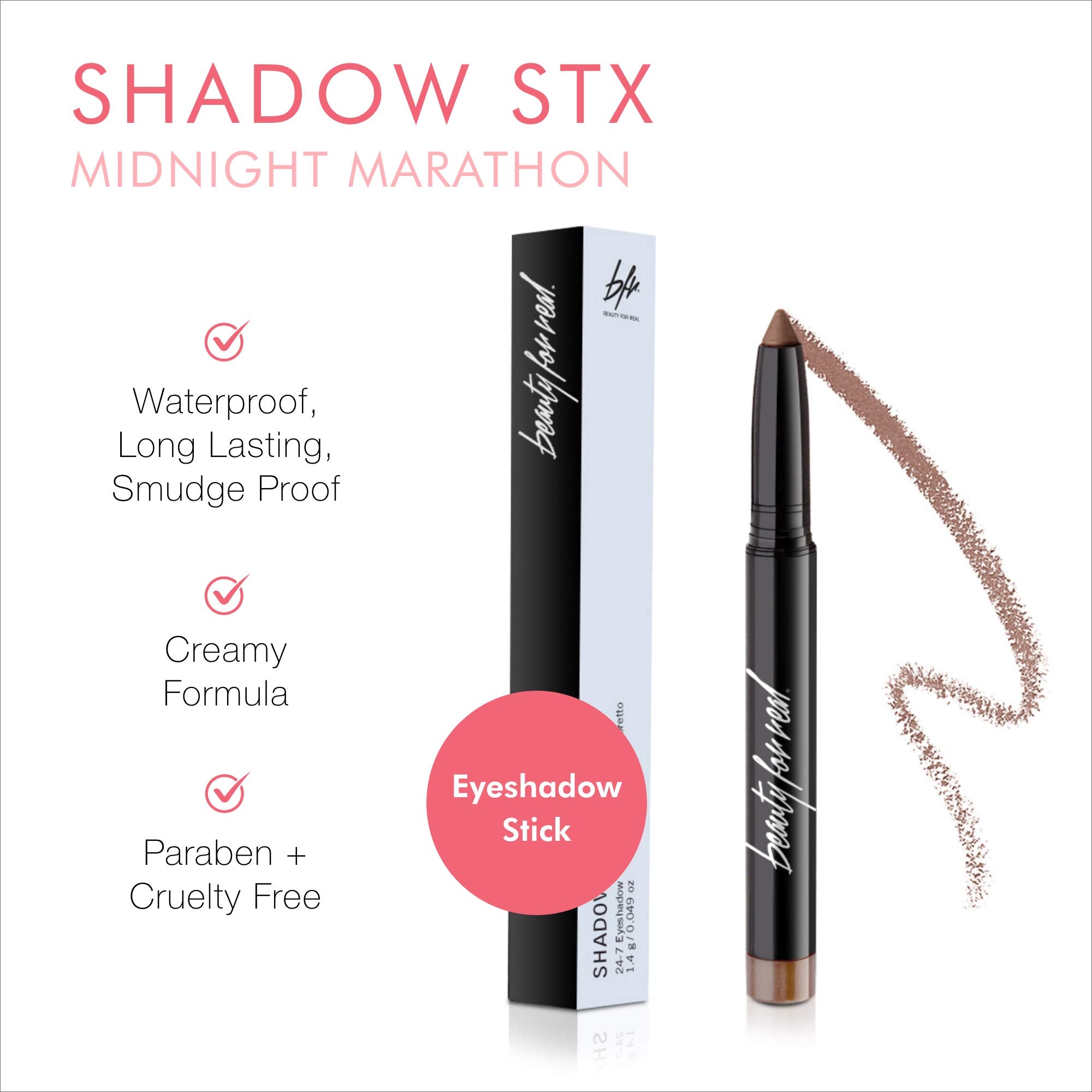 Beauty For Real Shadow Stx Midnight Marathon applying on eyelids for instant color.