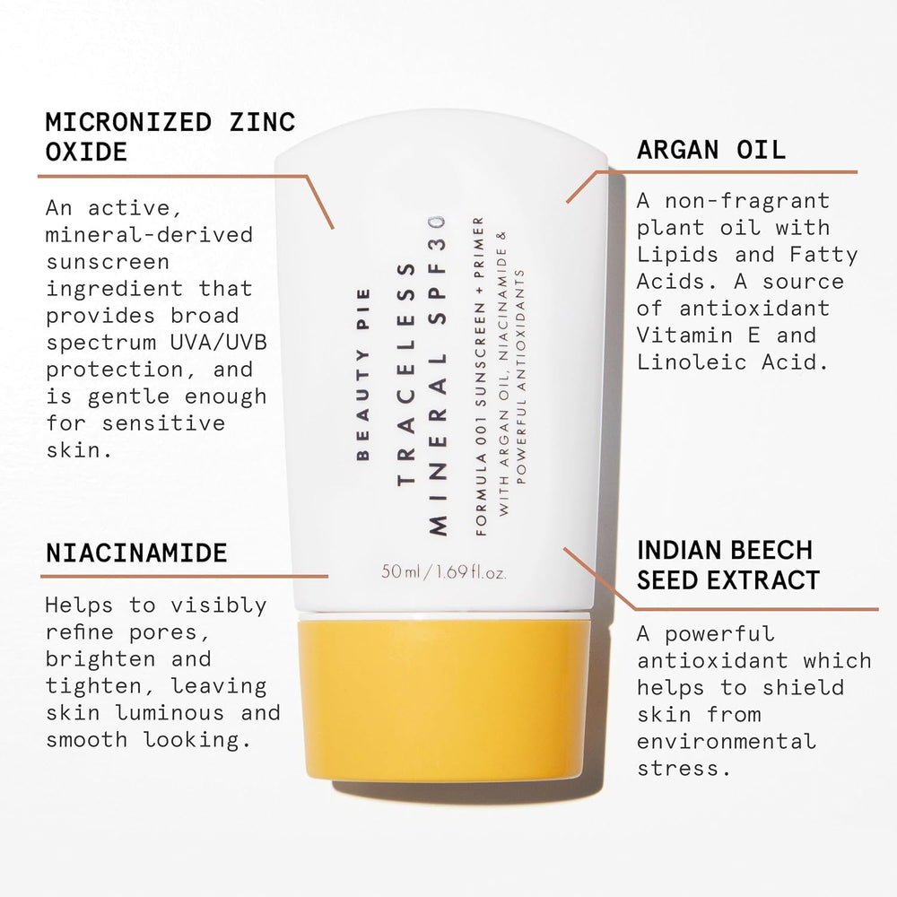 Beauty Pie Traceless Sunscreen with argan oil drop for moisturized skin