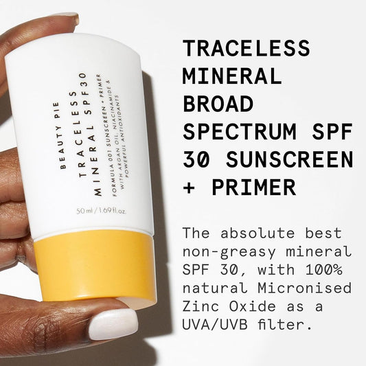Beauty Pie Traceless Sunscreen SPF 30 no white cast for a seamless finish