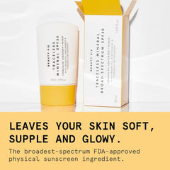 Beauty Pie Traceless Sunscreen vegan label close-up emphasizes clean formula