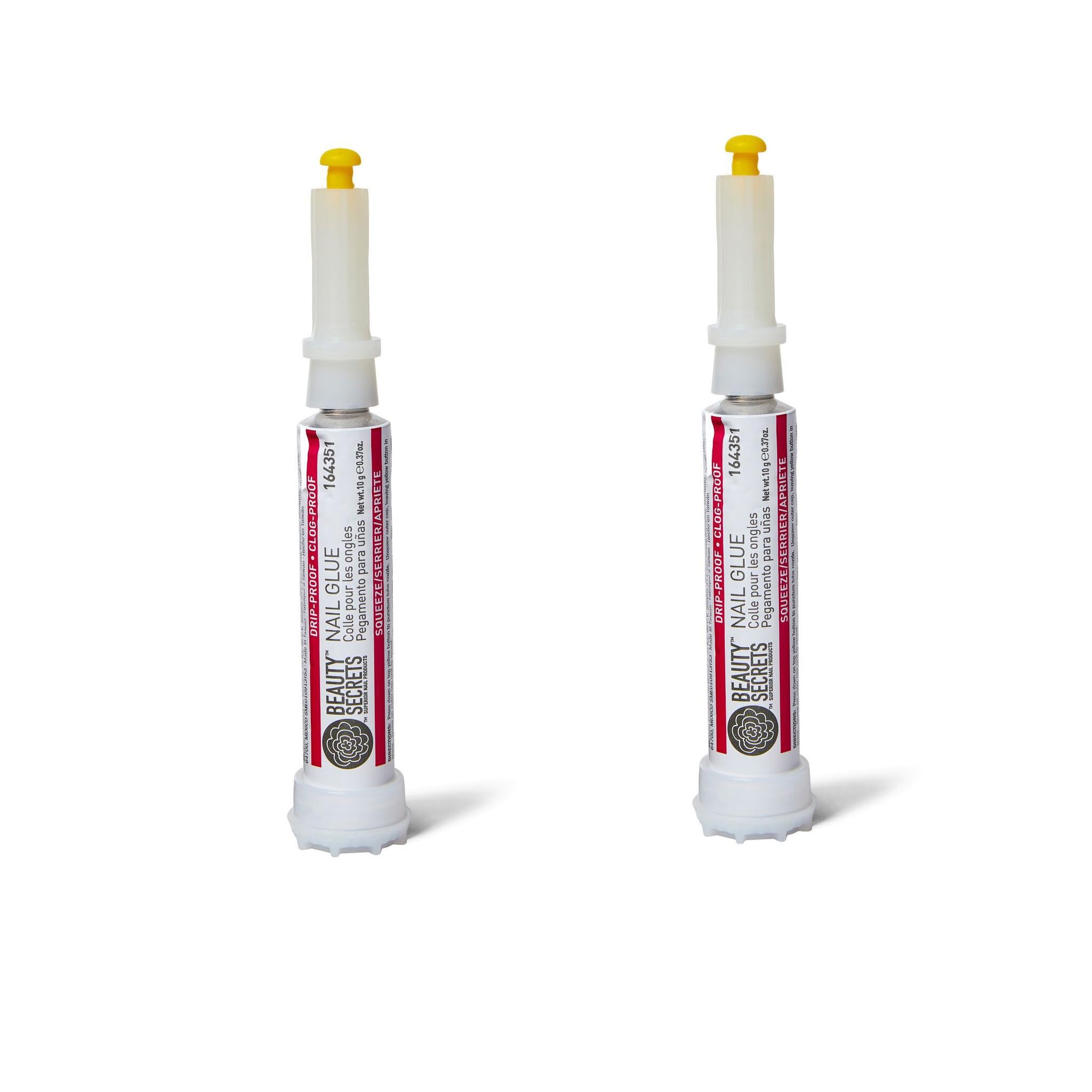 Beauty Secrets Drip & Clog Proof Nail Glue 2-pack secures press-on nails