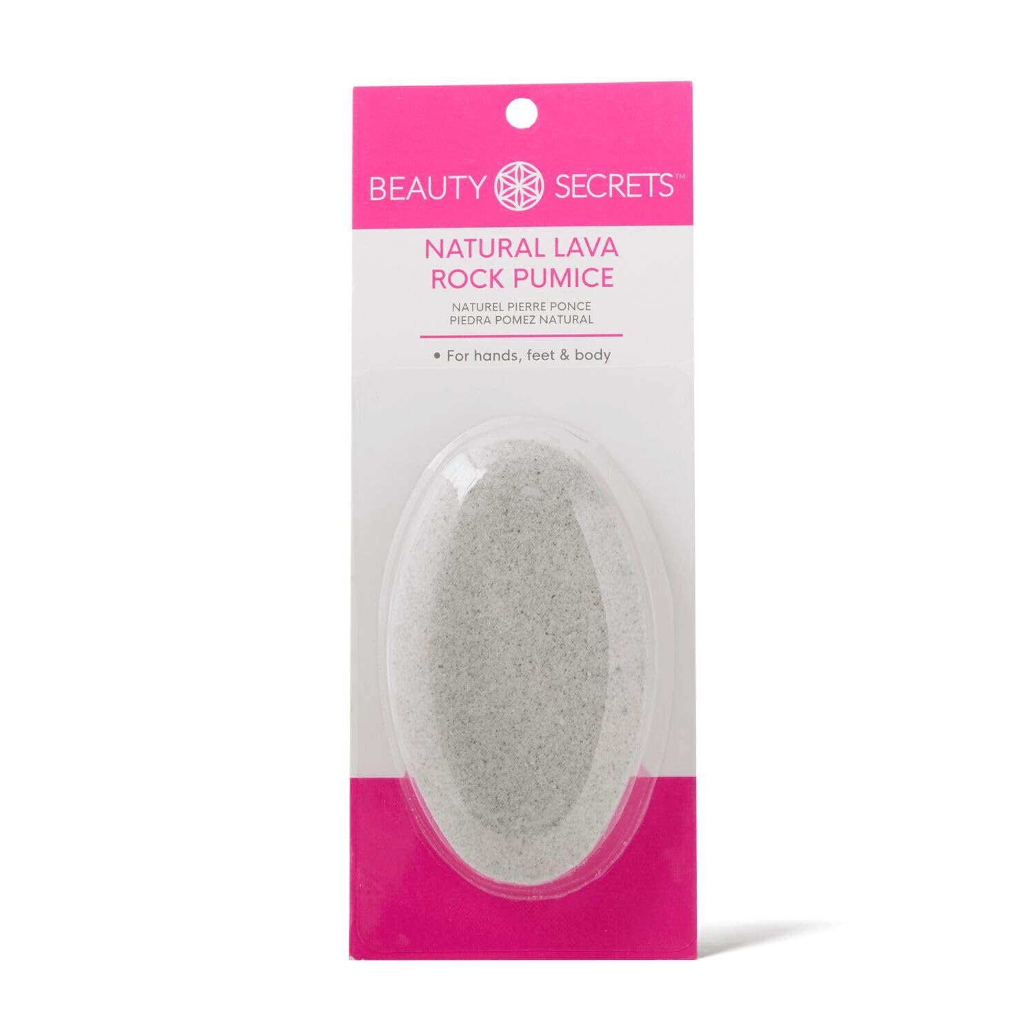 Beauty Secrets natural lava rock pumice for gentle cuticle and callus exfoliation.