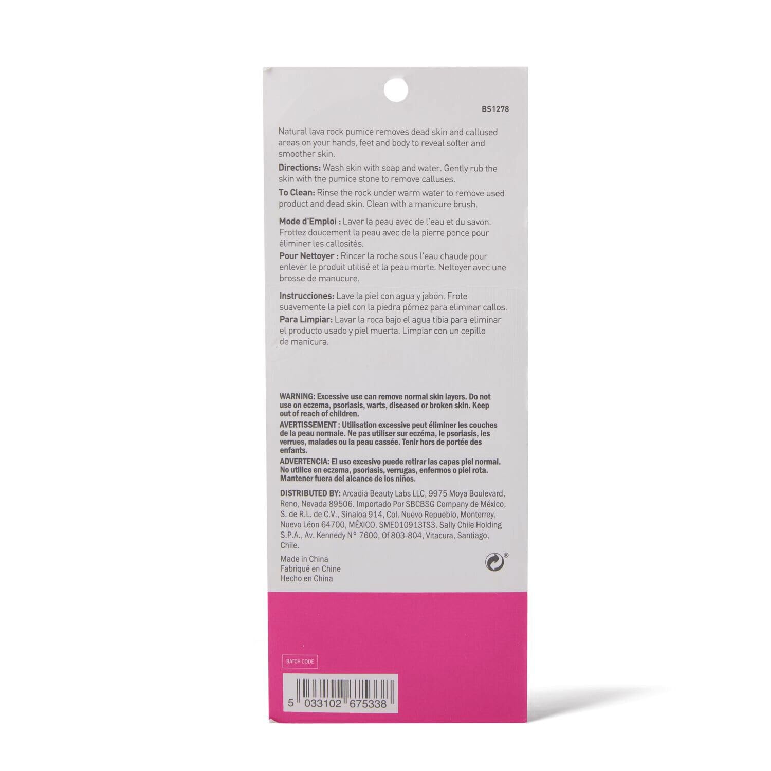 Beauty Secrets pumice stone used on hands and feet to smooth skin.