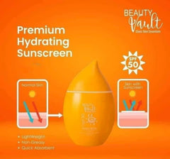 Beauty Vault premium hydrating sunscreen application image shows smooth texture ideal for daily use
