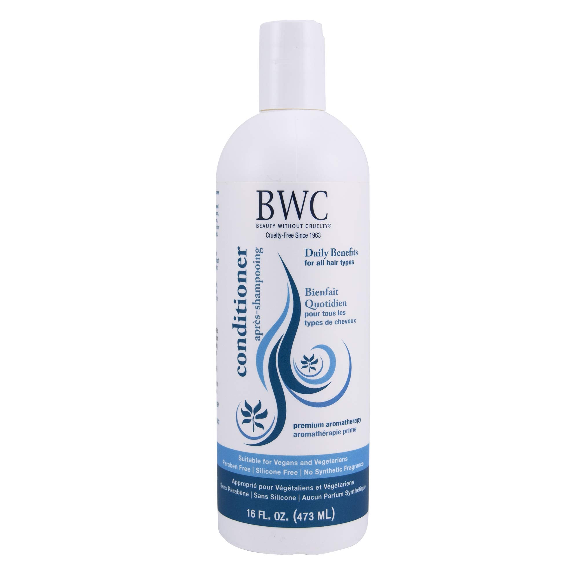 Beauty Without Cruelty Daily Benefits conditioner bottle showing plant-based care for silky hair