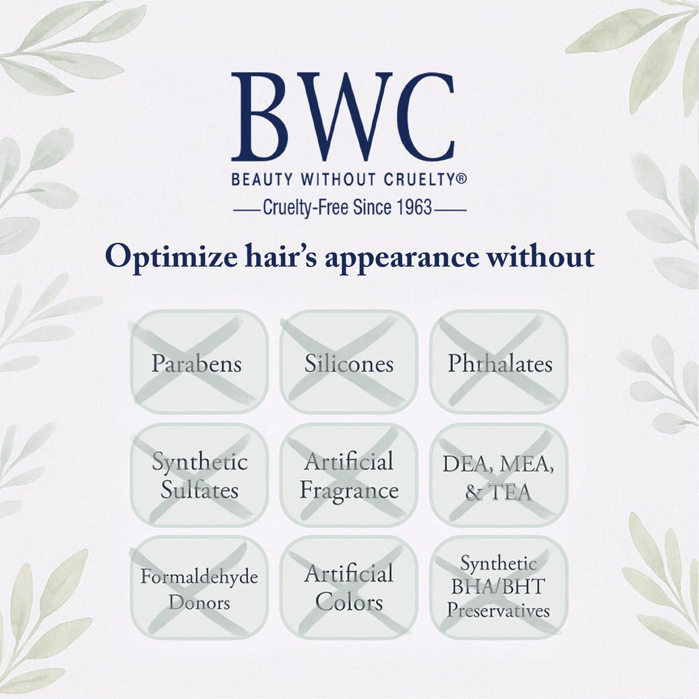 Beauty Without Cruelty conditioner in bathroom, anti-frizz and detangling benefits