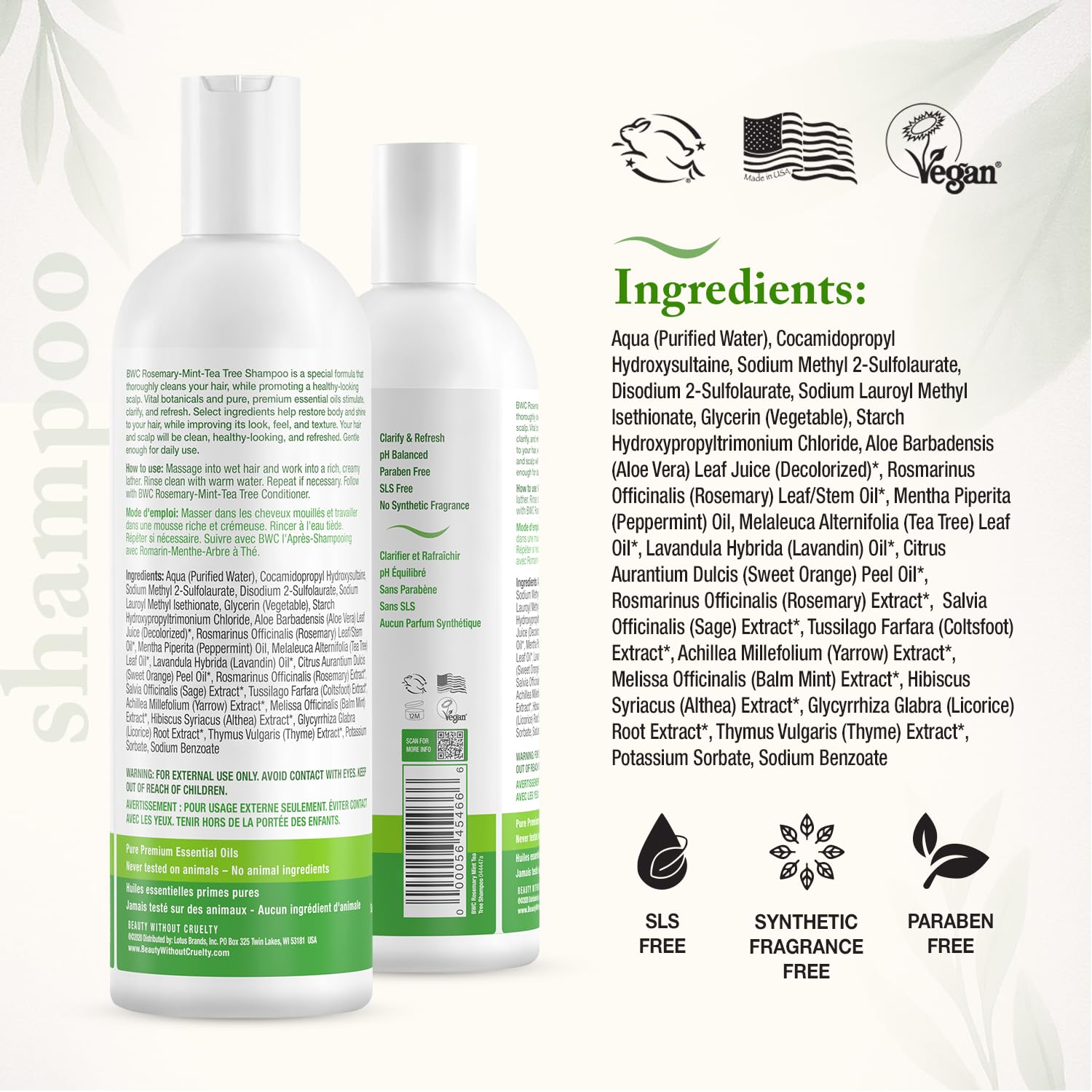 Beauty Without Cruelty conditioner bottle for detangling and softness.