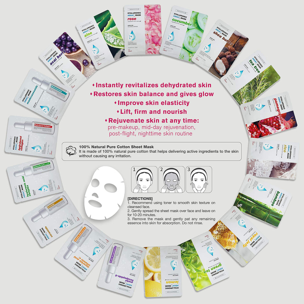 Beauty29 Hyaluronic Aqua Plus Mask application on face demonstrating soothing hydration