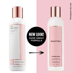 BeautyBio The Balance bottle emphasizes fragrance-free design and clean packaging