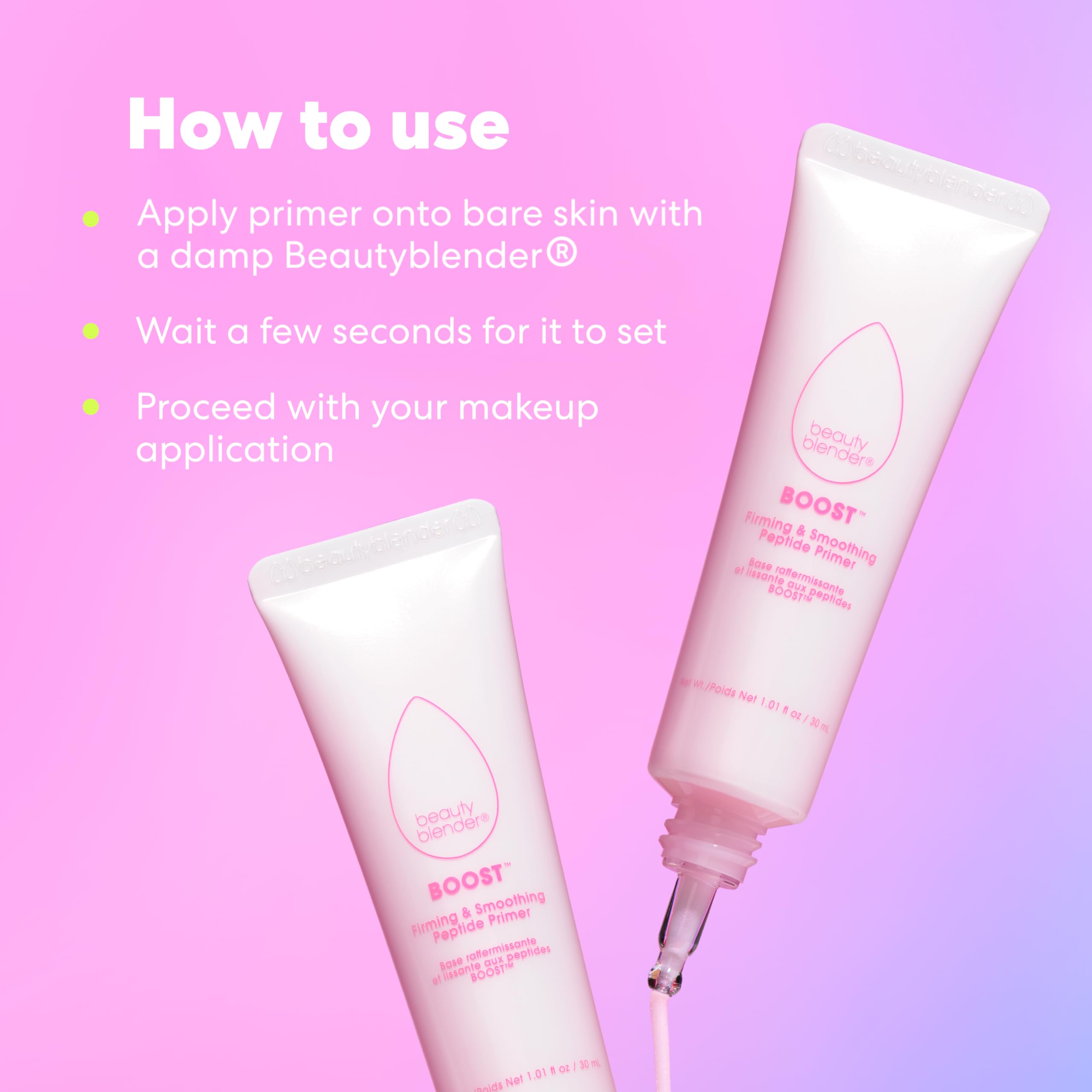 Beautyblender Boost primer pores smoothing closeup with airbrushed finish