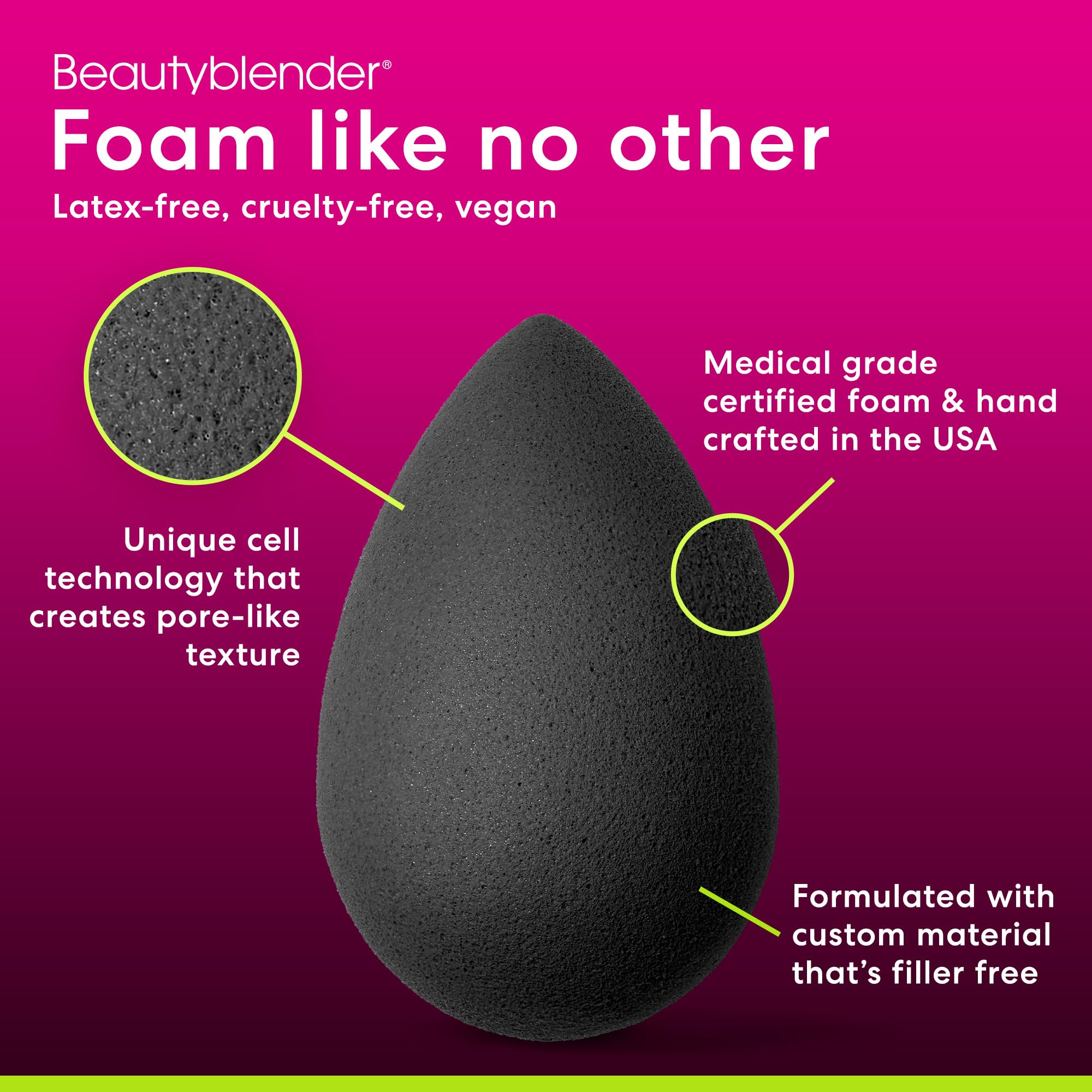 Beautyblender Pro uses non-toxic dyes on the sponge safely