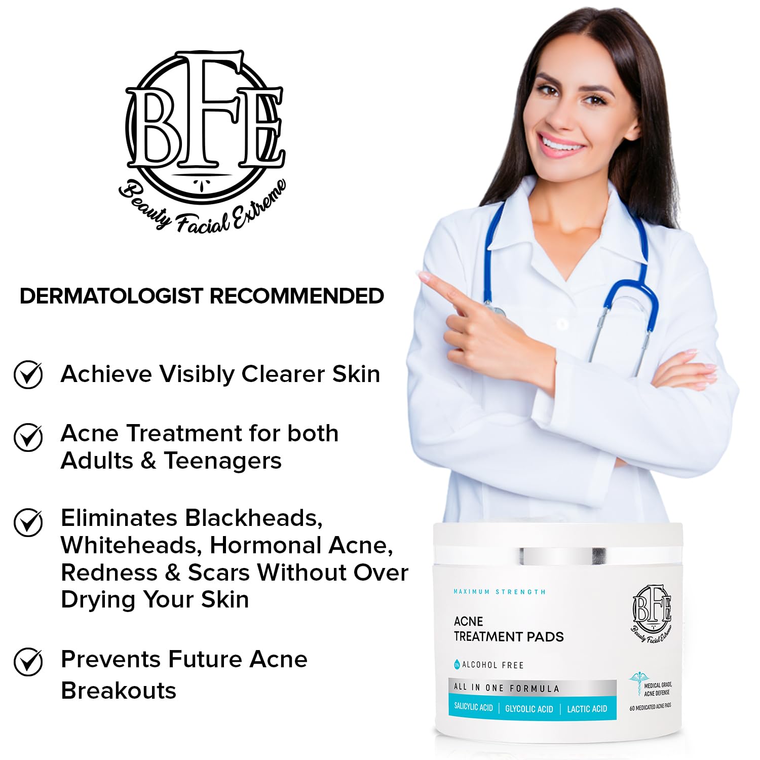 Beauty Facial Extreme Acne Pad close-up texture inviting gentle exfoliation.