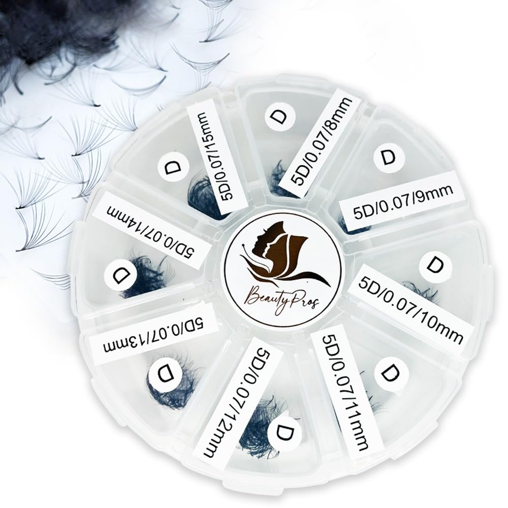 BeautyPros 5D premade volume kit loose fans 9-16mm for fast, full lash looks.