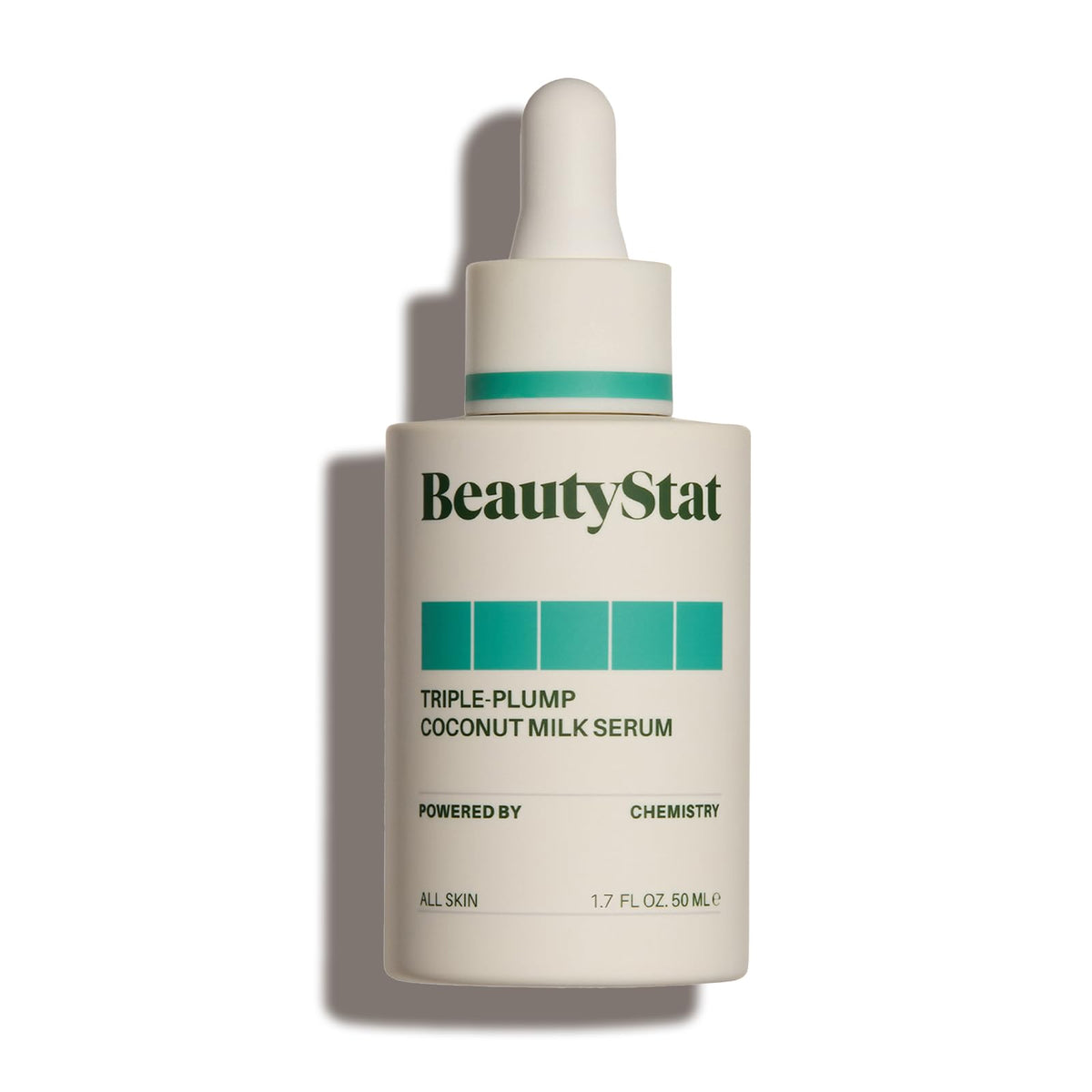 BeautyStat Coconut Milk Serum bottle front highlights hydrating formula for dewy skin