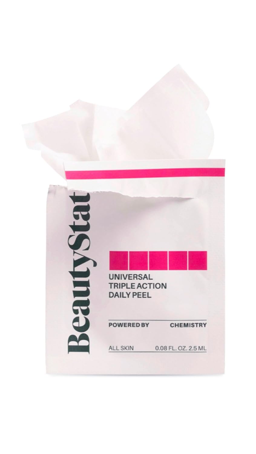 BeautyStat triple-action peel pad packaging with gentle exfoliation for radiant skin