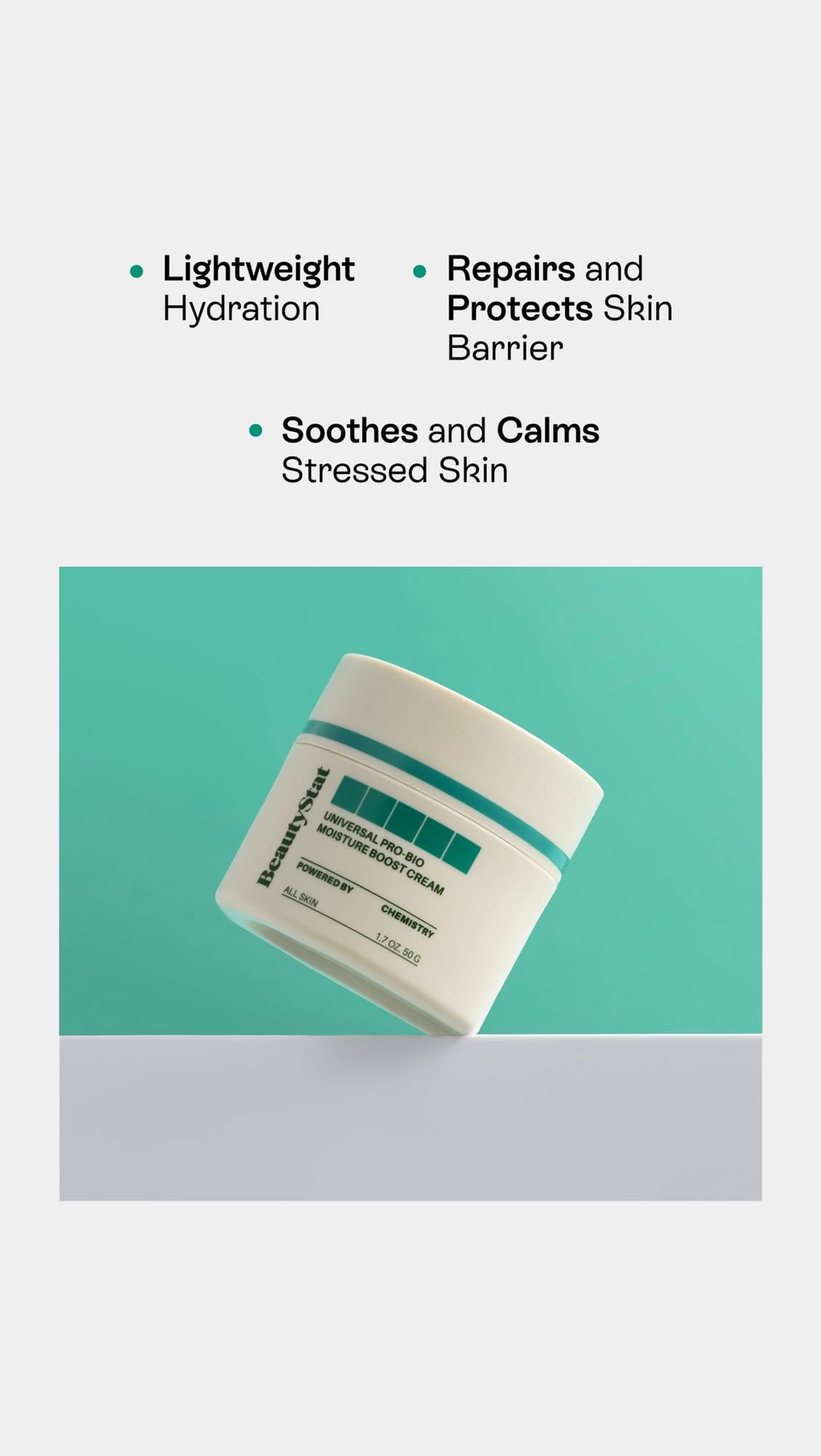 BeautyStat Universal Pro-Bio Moisture Boost Cream hands application demonstrates lightweight feel.