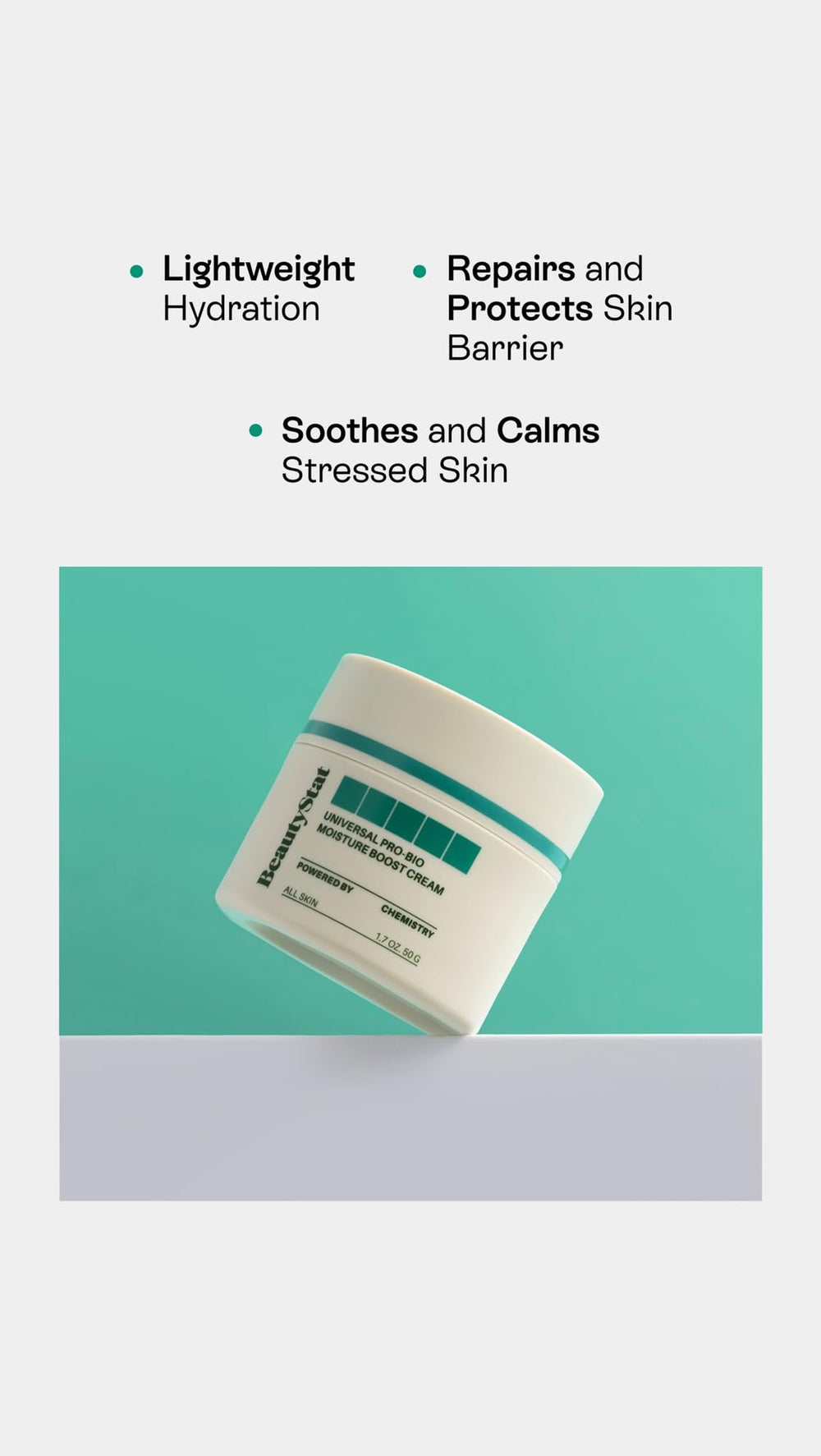 BeautyStat Universal Pro-Bio Moisture Boost Cream hands application demonstrates lightweight feel.