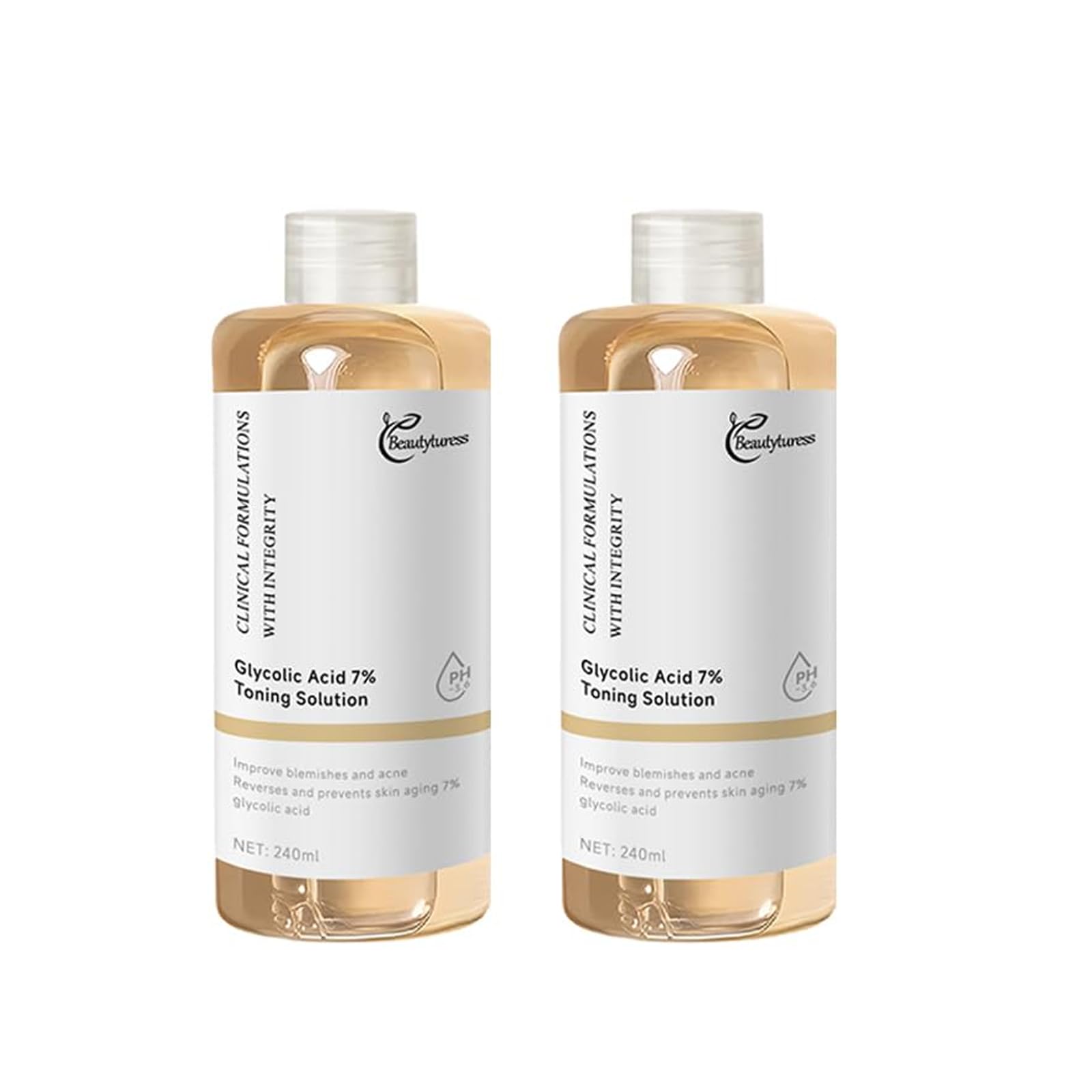 beautyturess glycolic acid 7% toner bottle front promotes radiant, even-toned skin