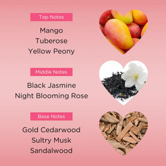 Bebe Silver fruity top notes with mango and tuberose.