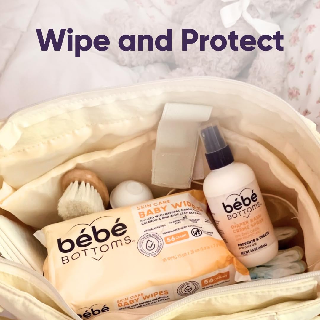 BEBE BOTTOMS resealable pack keeps wipes moist for longer use.
