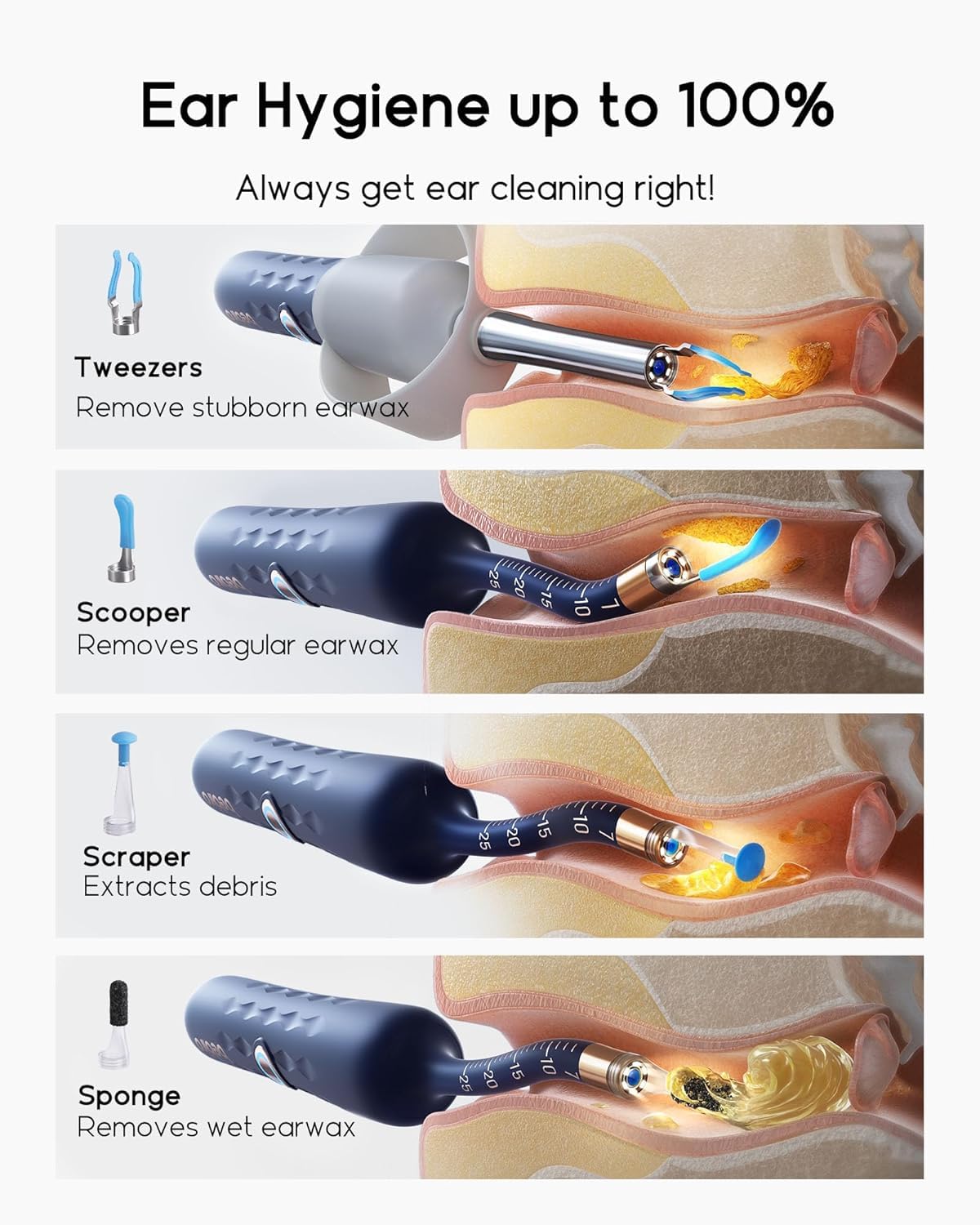 BEBIRD Earsight Plus D39R home endoscope connects to your phone via Wi‑Fi for viewing