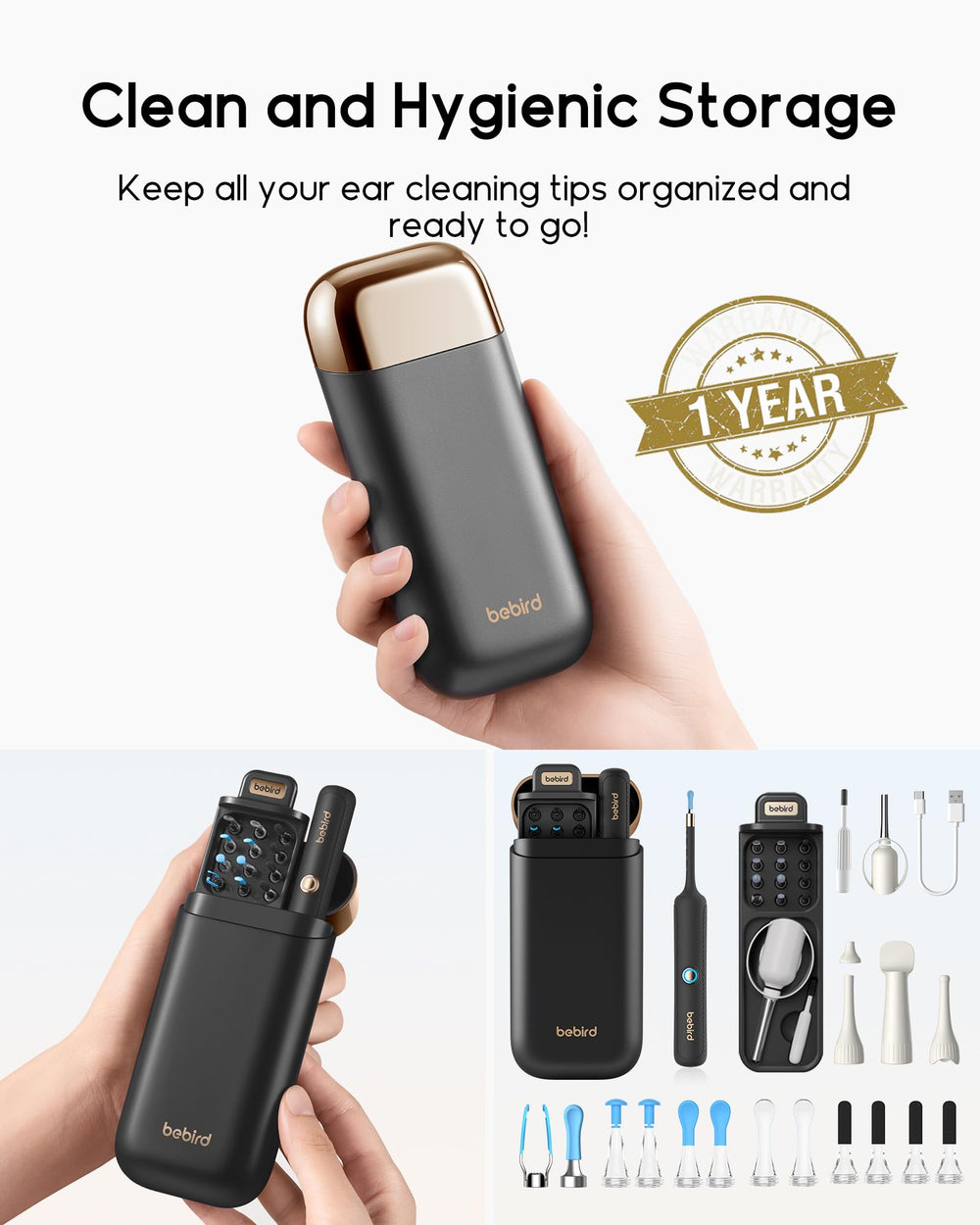 BEBIRD wireless otoscope with camera for hands-free checks.