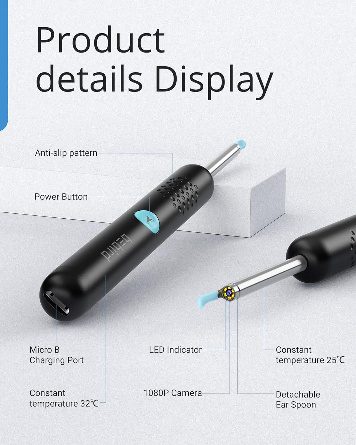 BEBIRD R1 replacement tips set supports precise ear cleaning.