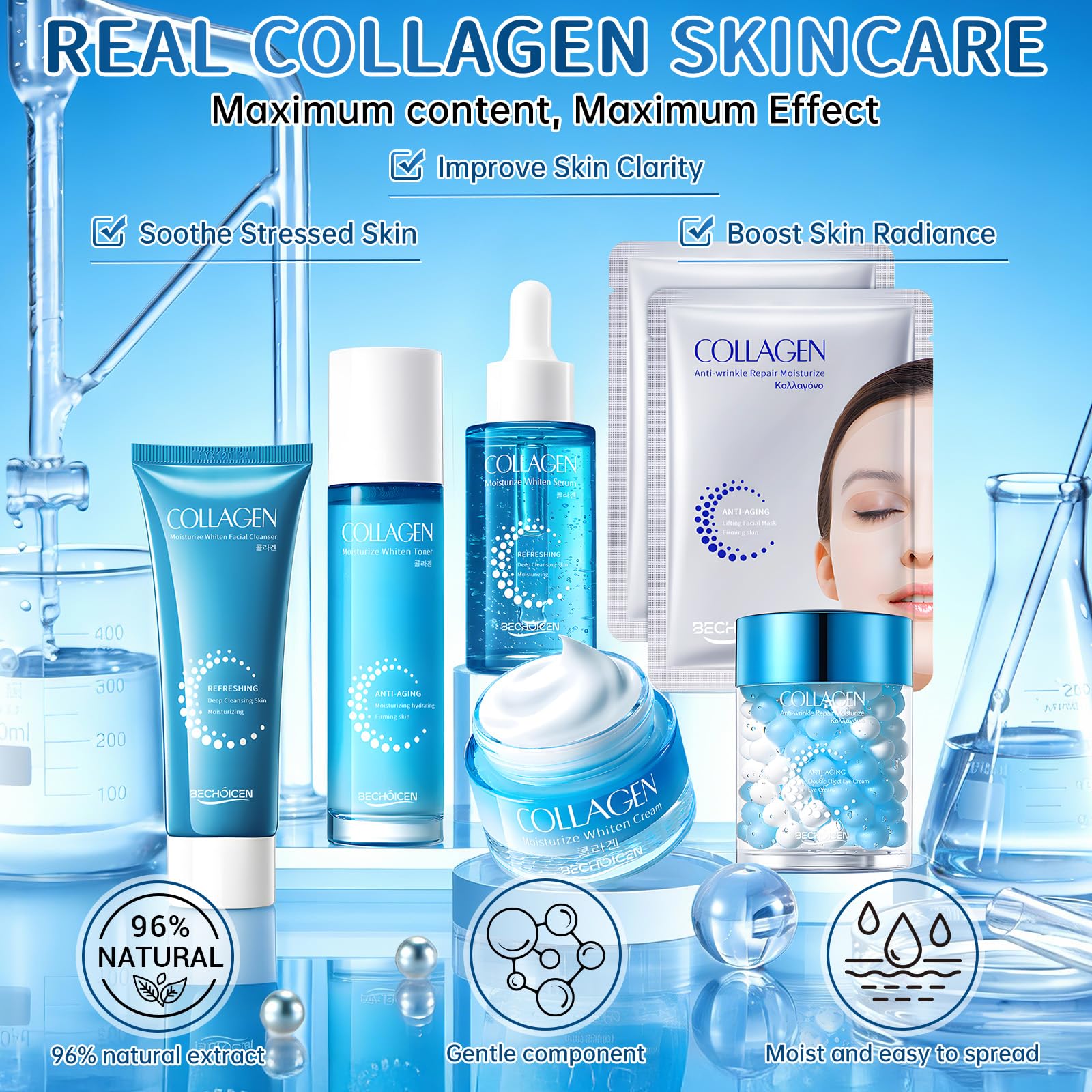 BECHOICEN hydrating masks sachets, quick moisture boost