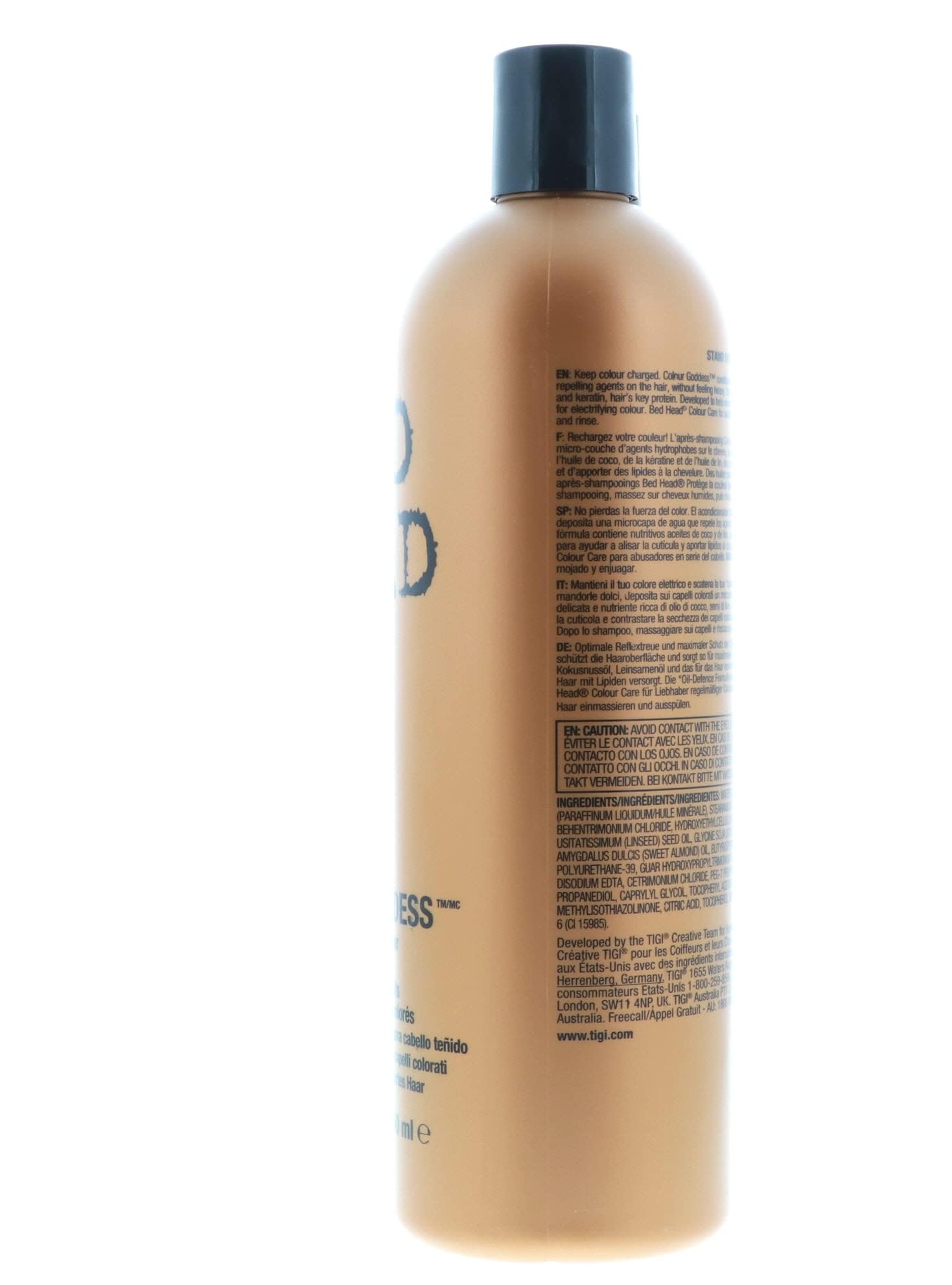 Bed Head Color Goddess vitamin E and pro-vitamin B5 ingredients closeup