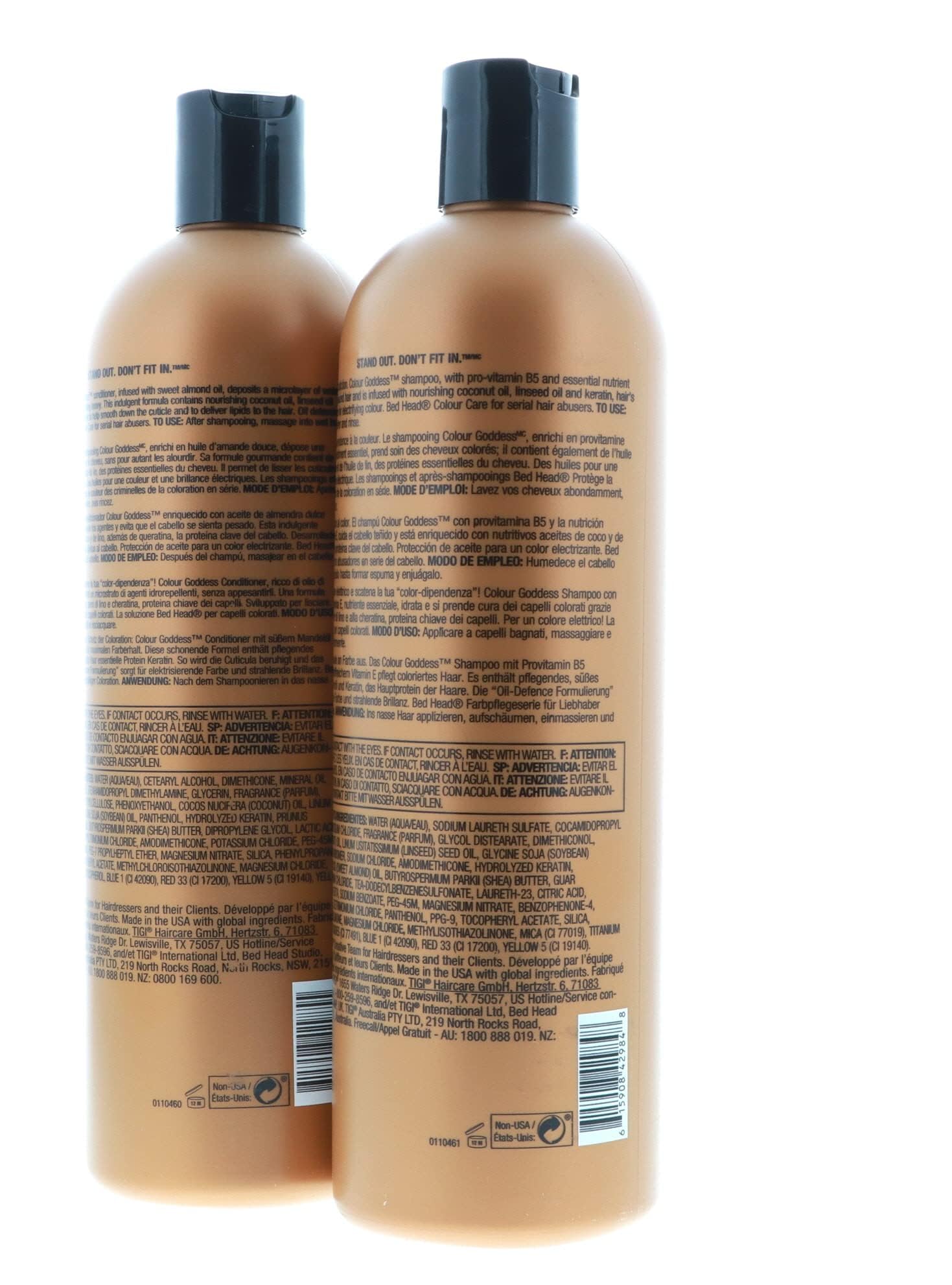 Bed Head Color Goddess label closeup emphasizing color protection